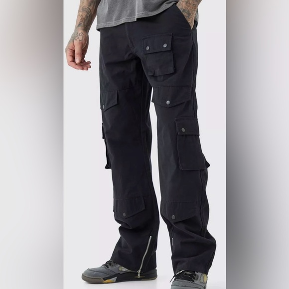 BoohooMAN Men Tall Relaxed Fit Twill Cargo Trousers Pants Size 30